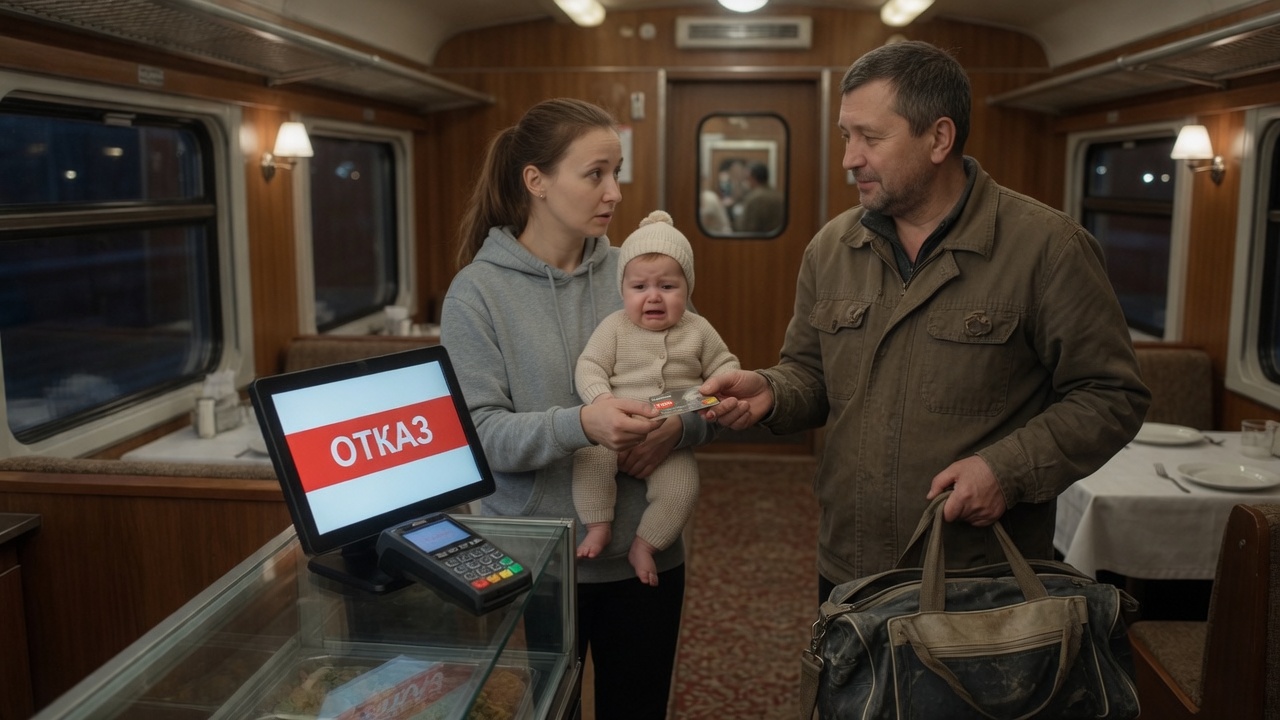 Он протягивает ей свою карту, чтобы заплатить
